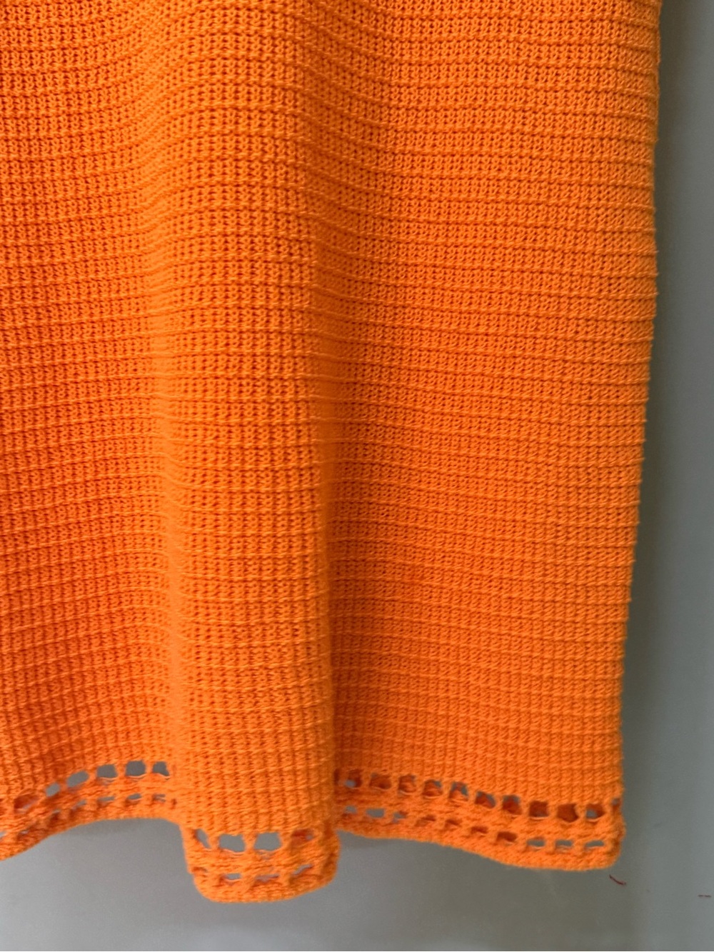 Medium Vibrant Orange Crochet Knit Mini Dress Cotton Mod Summer Beach Festival - Picture 13 of 16